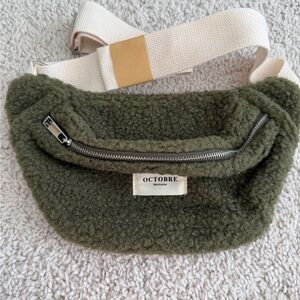 Sezane Olive Green Fleece Belt Bag